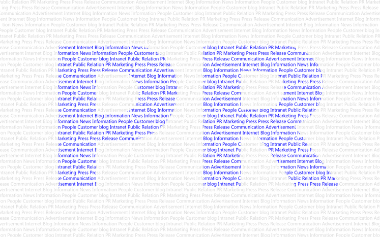 Image composed of words in gray, and a highlight in the center of the "PR" letters in blue.