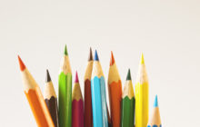 A photo of color pencils on a white background.