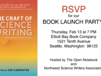 RSVP for the Launch Party for The Craft of Science Writing Feb 13 in Seattle!