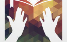 An image showing a colorful open book with a pair of white hands holding it.