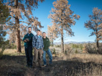 Tree physiologist Nate McDowell, center, climatologist Park Williams, left, and ecologist Craig Allen, right, are studying how trees die to help predict how forests will fare in a hotter future. Credit: Michael Clark.